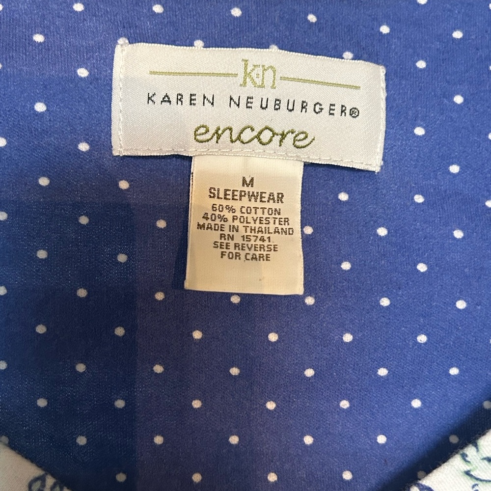 Karen Neuburger Encore two piece pajamas, Size Medium, color: white/blue - Picture 2 of 7